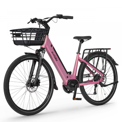New 2026 Електровелосипед EVOBIKE Vivo N1 Pink 600W 48V 13Ah — сучасний міський електровелосипед з великими 26-дюймовими колесами, PAS-системою
