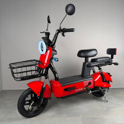 New 2026 Електровелосипед EVOBIKE Nova S 500W 48V 12Ah з педалями, сидінням для пасажира, поворотниками і дісплеєм Червоний