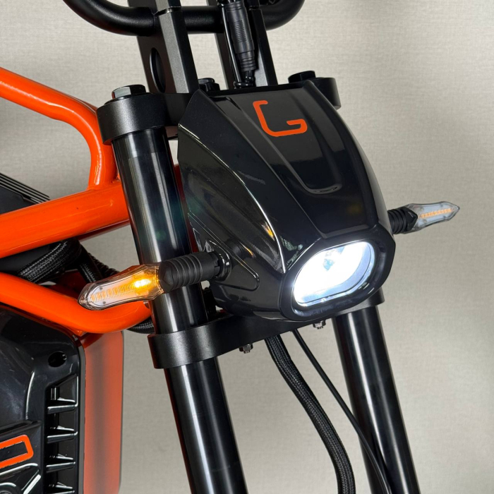 KUGOO R2 Orange AWD 3600W (2×1800W) 60V 31.2Ah — електричний Off-Road велосипед, повний привід AWD, Li-Ion акумулятор, швидкість до 80 км/год, запас ходу до 90 км, гідравлічні дискові гальма, NFC, LED-дисплей