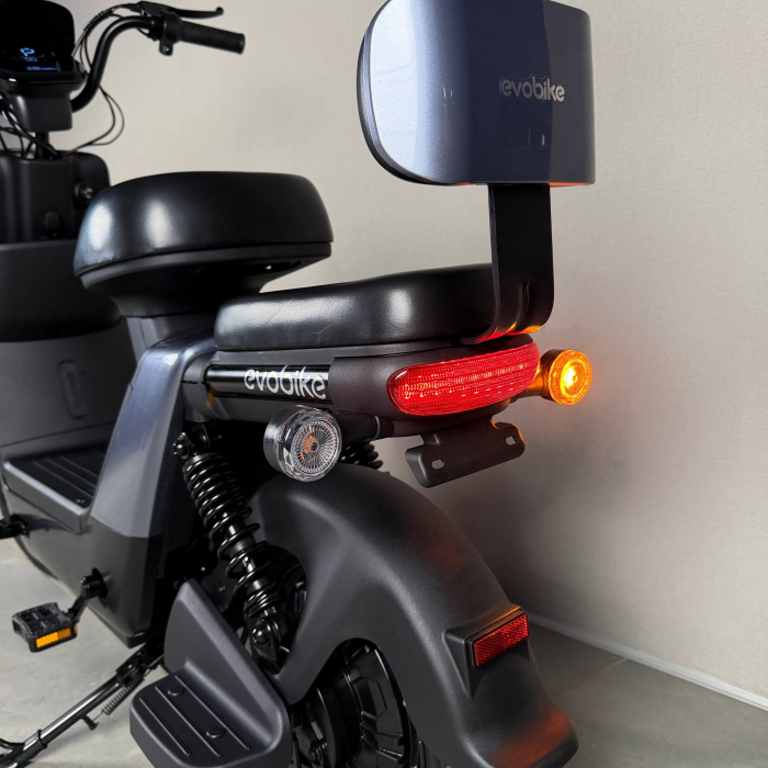 EVOBIKE YOTA 800W 48V 20Ah графіт — двомісний міський електровелосипед із графеновим акумулятором, переднім металевим кошиком, подвійною амортизацією, LED-дисплеєм, сигналізацією, поворотниками, до 35 км/год