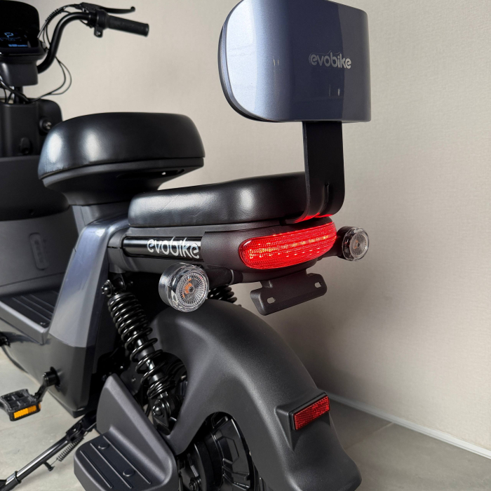 EVOBIKE YOTA 800W 48V 20Ah графіт — двомісний міський електровелосипед із графеновим акумулятором, переднім металевим кошиком, подвійною амортизацією, LED-дисплеєм, сигналізацією, поворотниками, до 35 км/год